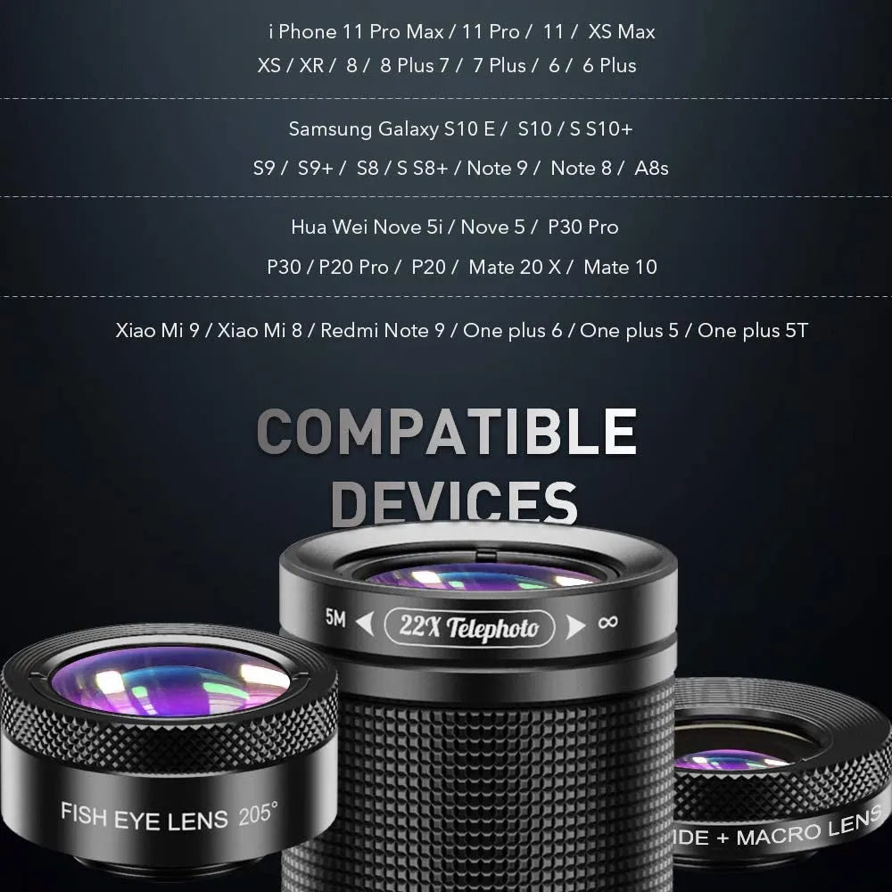 Vibe Geeks 4 - in - 1 Mobile Phone Camera Lens Kit 22x